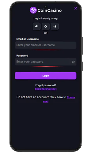 Login and Password CoinCasino